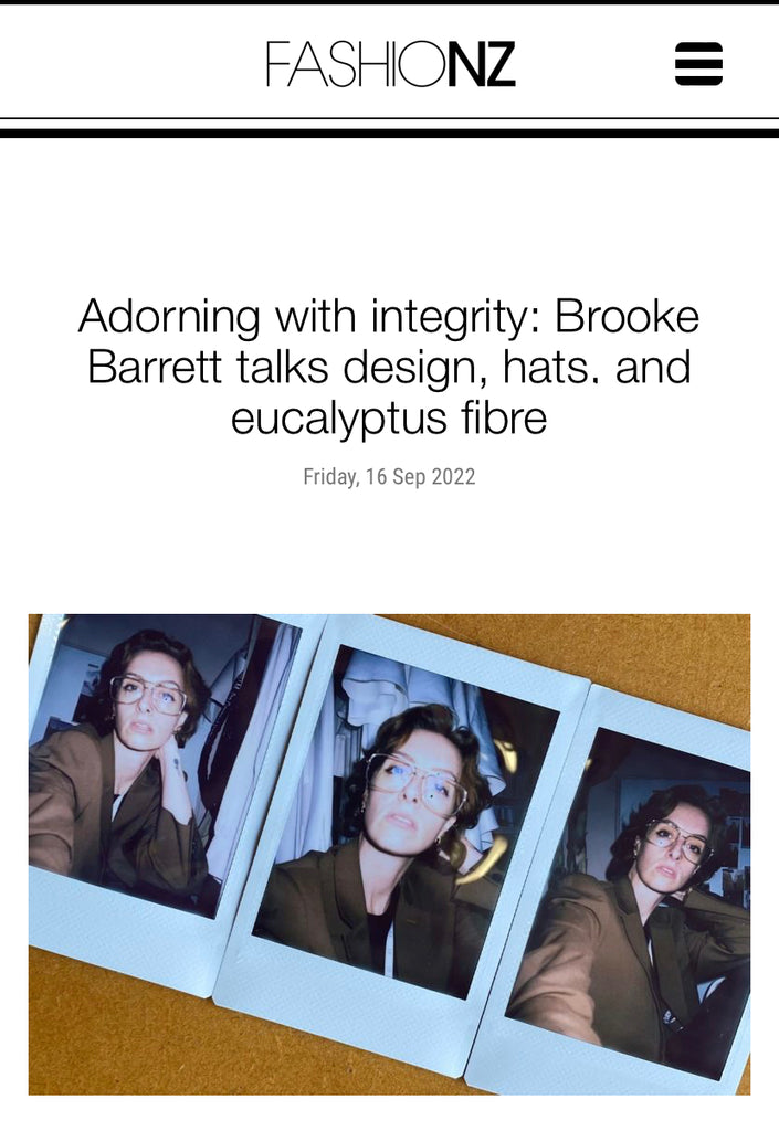 BROOKE BARRETT | Adorning with integrity: Brooke Barrett talks design, hats, and eucalyptus fibre